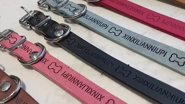 PAWS ASIA Lazada Best Selling Cute Letters Print Mini Light Pu Leather Dog Collar