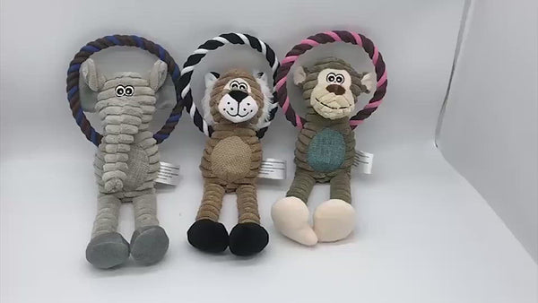 PAWS ASIA Factory Eco Friendly Squeaky Interactive Plush Small Animal Cotton Rope Dog Toys