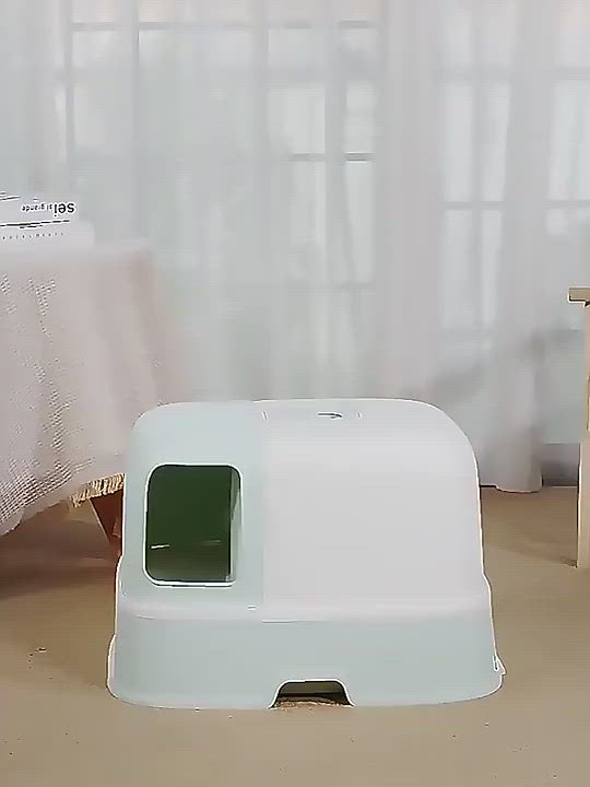 PAWS ASIA Wholesale Plastic Pet Products Cleaning Large Space Cat Litter Box With Corridor