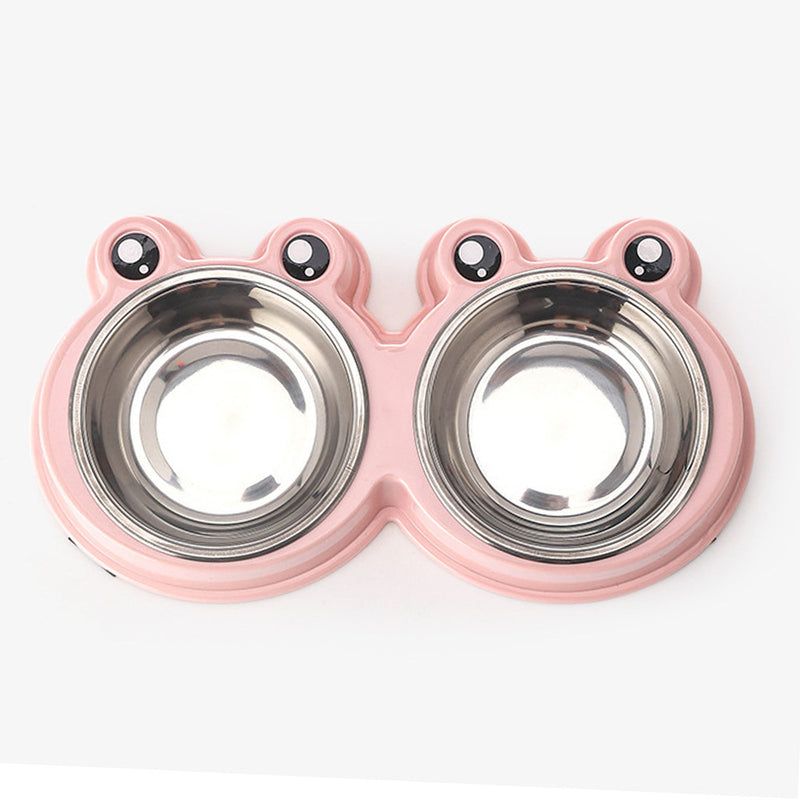 PAWS ASIA Suppliers Portable Stainless Steel Cute Double Small Dog Bowl Cat Food Water Feeding
