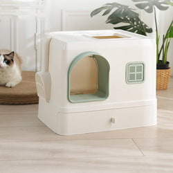 PAWS ASIA Wholesale Square Pet Toilet Cute Big Closed Splash Proof Drawer Type Cat Litter Box