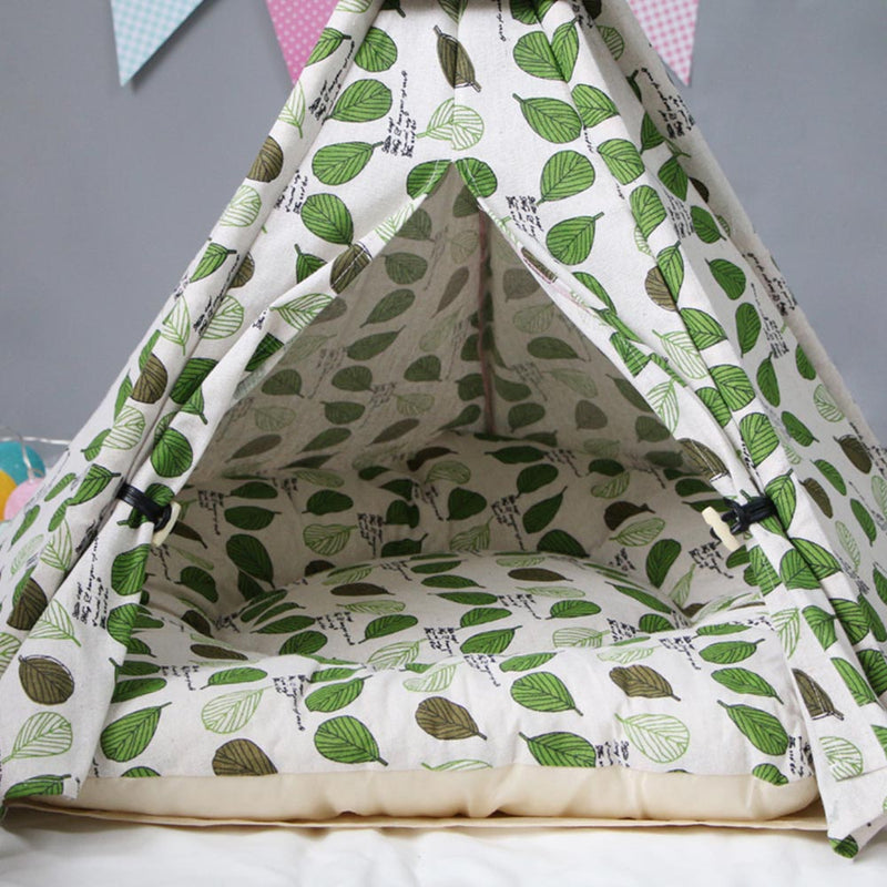 PAWS ASIA Manufacturer High Quality Wood Portable Cat Bed Dog Teepee Tents