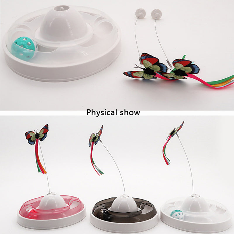 PAWS ASIA Suppliers Cute Electronic Automatic interactive Butterfly Cat Toy With Turntable