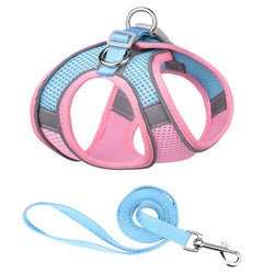 PAWS ASIA Supplier Breathable Mesh Reflective Luxury Adjustable Cute Dog Harness And Leash Set