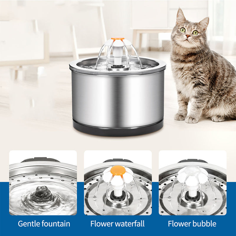 PAWS ASIA Supplier Cat Flower 2.5L Flower Stainless Steel Pet Dog Feeder Automatic