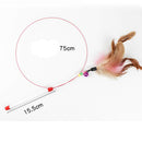 PAWS ASIA Wholesale High Quality Steel Wire Interactive Bells Feather Funny Cat Toy Teaser Wand