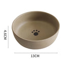 PAWS ASIA Wholesale Brown Ceramic Cute Drinking Food Feeding Unique Round Cat Bowl