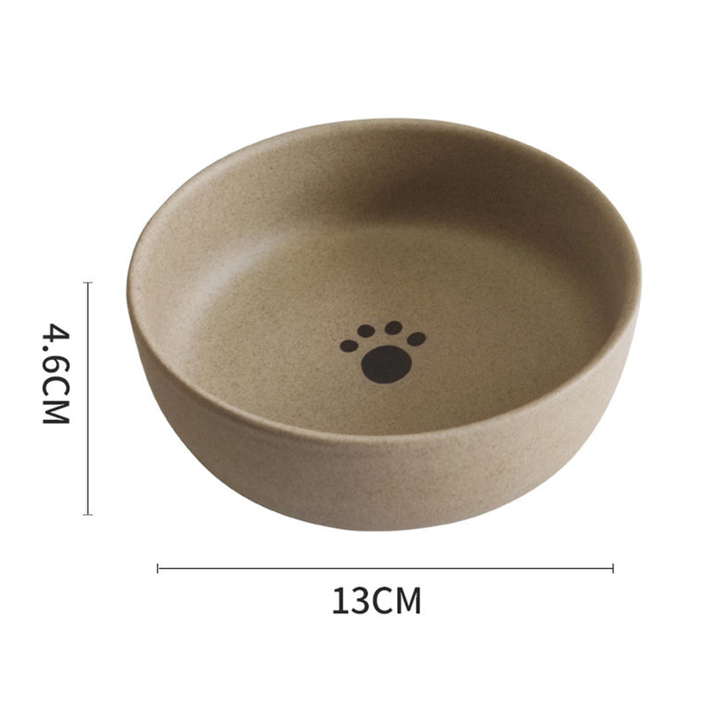 PAWS ASIA Wholesale Brown Ceramic Cute Drinking Food Feeding Unique Round Cat Bowl