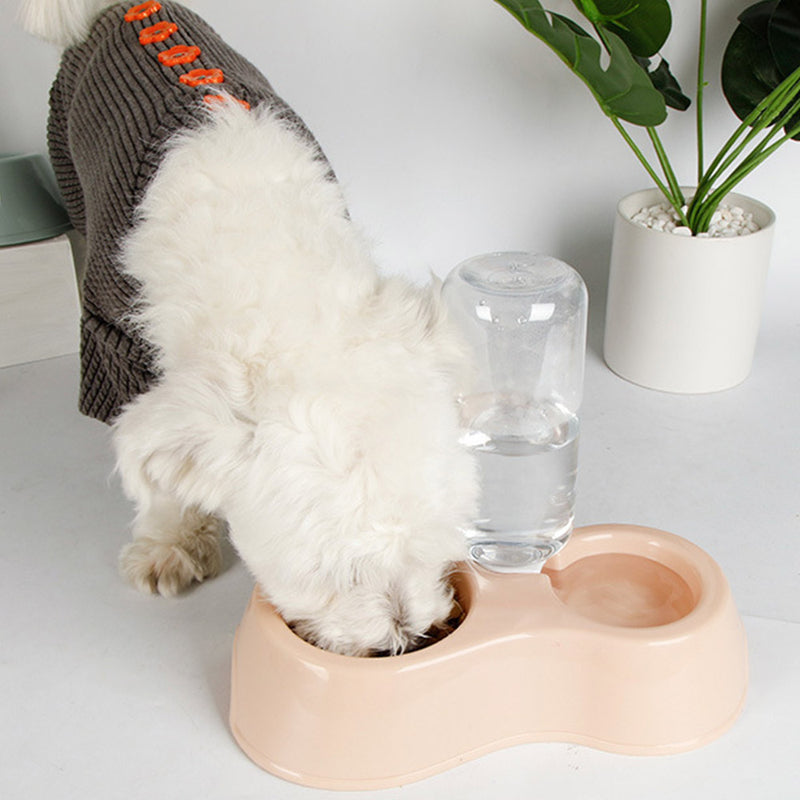 PAWS ASIA Wholesale Plastic 2 In 1 Water Bottle Double Dog Bowl Cat Eating Drinking