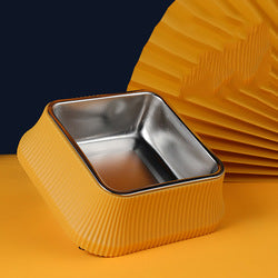 PAWS ASIA Factory Stainless Steel Rectangular Separate Luxury Feeding Portable Dog Bowl