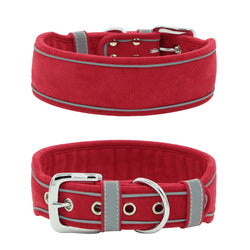 PAWS ASIA Manufacturers Suede Reflective Wide Heavy Duty Large Dog Collar And Leash Set
