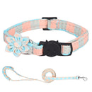 PAWS ASIA Manufacturers Soft Cotton Fancy Tartan Cat Dog Collar Leash Set With Bow Flower
