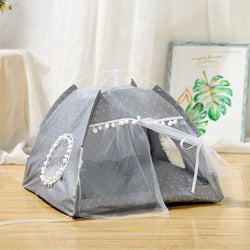 PAWS ASIA Wholesale Indoor Luxury Princess Trendy Foldable Washable Cat Bed Tent Small Dog Bed