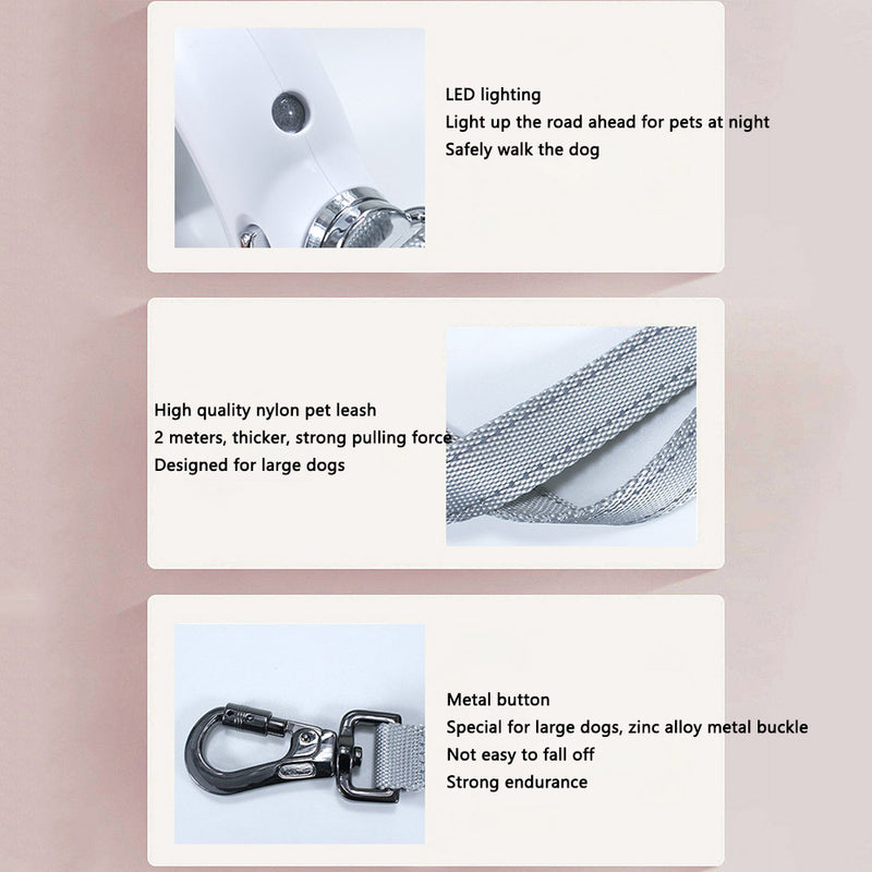 PAWS ASIA Wholesale Nylon Multi Function Light Led Fashion Luxury Dog Leash With Poop Bag