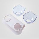 PAWS ASIA Suppliers Pet Transparent Raised 15 Degree Tilted Plastic Double Feeding Cat Bowl Dog