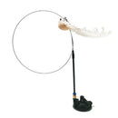 PAWS ASIA Manufacturers Steel Wire Interactive Suction Cup Long Stick Cat Toy With Feather