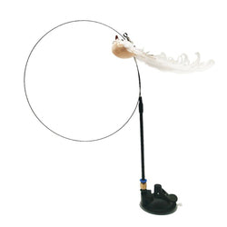 PAWS ASIA Manufacturers Steel Wire Interactive Suction Cup Long Stick Cat Toy With Feather