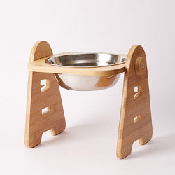 PAWS ASIA Manufacturers New Stainless Elevated Height Adjustable Dog Bowl With Bamboo Stand