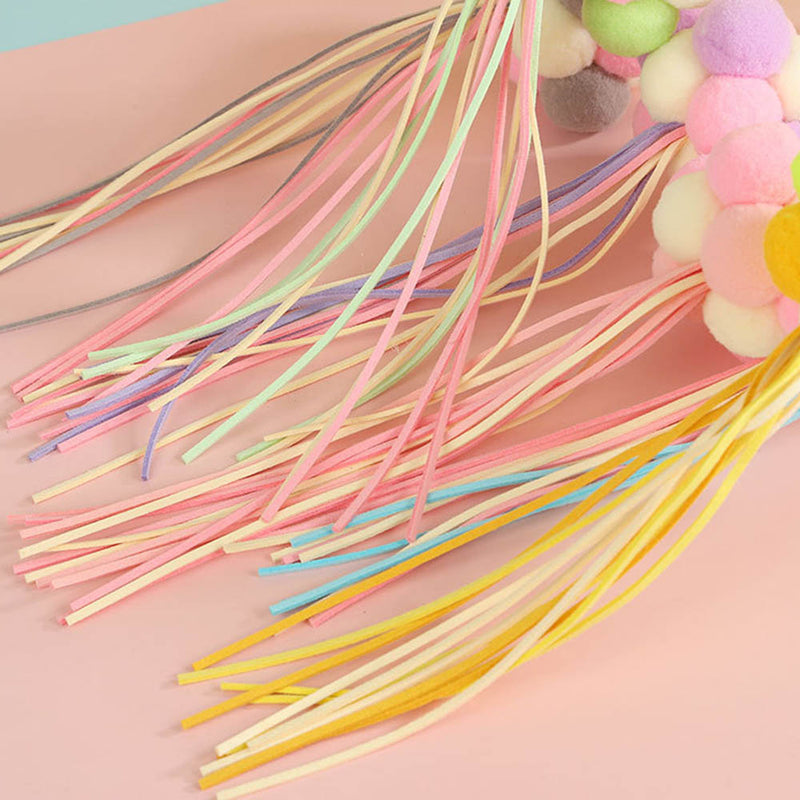 PAWS ASIA Manufacturers Plastic Colorful Tassel Interactive Teaser Cat Toy Wand With Bell