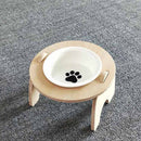 PAWS ASIA Ebay Best Sell Modern Eco Friendly  Wood Elevated Ceramic Cat Bowls Double Dog Feeder