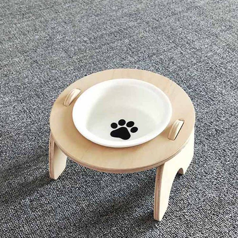 PAWS ASIA Ebay Best Sell Modern Eco Friendly  Wood Elevated Ceramic Cat Bowls Double Dog Feeder