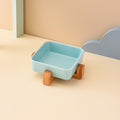 PAWS ASIA Factory Square Elevated Ceramic Pet Feeding Double Dog Cat Bowl With Wood Stand