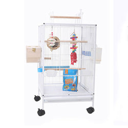 PAWS ASIA Chinese Factory Metal White Parrot Macaw Open Top Breeding Big Bird Cage With Tray Aviary