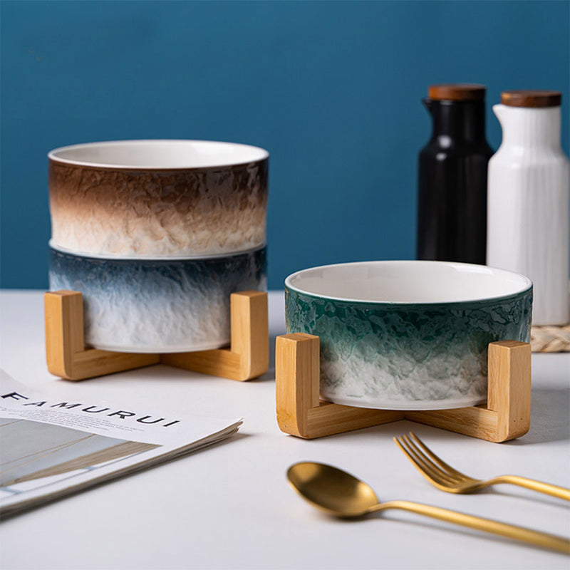 PAWS ASIA Amazon New High Quality Luxury Modern Elevated Designed Unique Ceramic Cat Bowl Dog With Wood Stand6