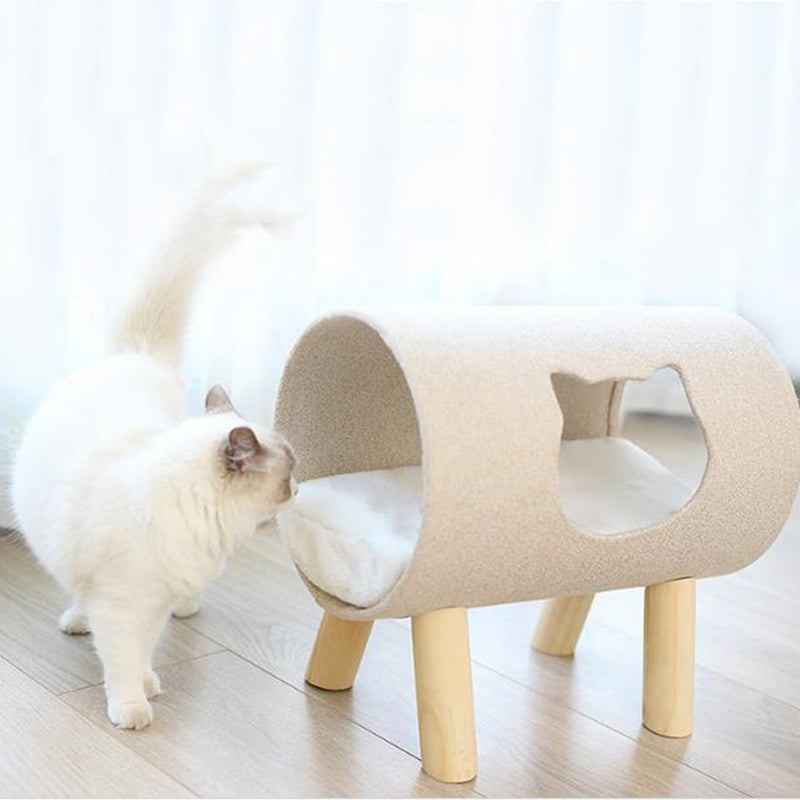 PAWS ASIA Amazon Hot Sale Cool Washable Cute Wooden Elevated Pink Cat Tunnel Bed6