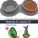PAWS ASIA Wholesale Silicone Adjustable Anti Slip Portable Collapsible Double Slow Feeder Dog Bowl