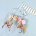 PAWS ASIA Factory Wood Interactive Teaser Feather Wand Mouse Cat Toy Stick With Bell