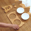 PAWS ASIA Factory New Raised 15 Degree Tilted Ceramic Adjustable Cat Bowl With Wood Stand