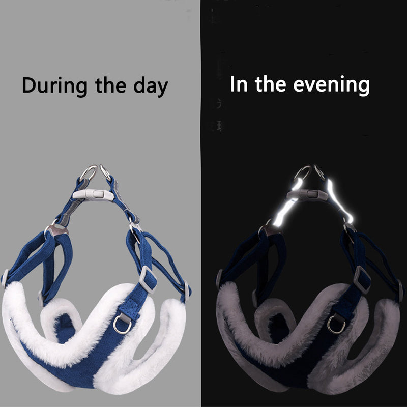 PAWS ASIA Suppliers Suede Winter Reflective Luxury Thick Plush Warm Dog Harness Leash