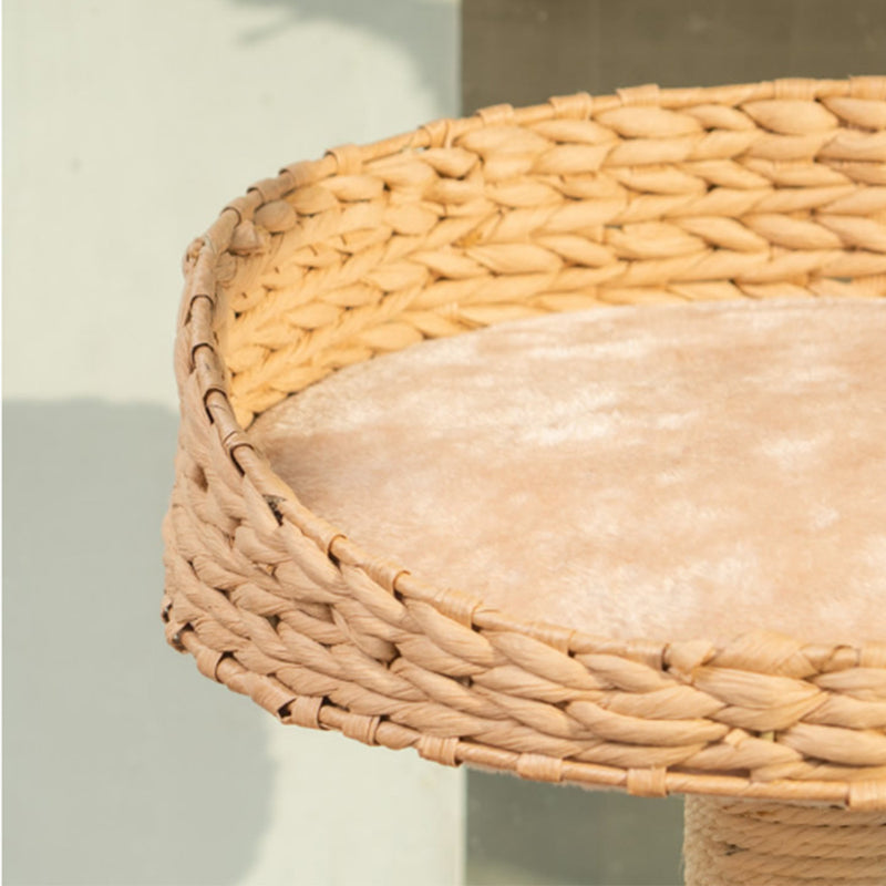 PAWS ASIA Amazon Best Sell Deluxe Natural Sisal Scratching Rattan Plush Tree Bed6