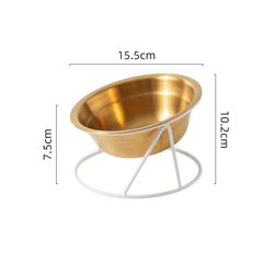 PAWS ASIA Manufacturer Bling Stainless Steel Tilted Dog Bowl Double Design Cat Feeder
