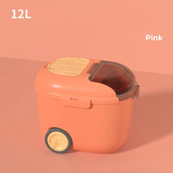 PAWS ASIA Wholesale Plastic Large Capacity Storage Seal Pet Food Container Box With Wheel