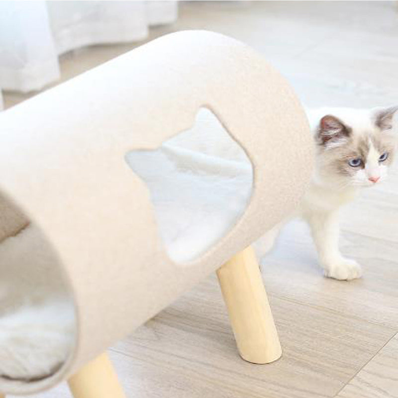 PAWS ASIA Suppliers Elevated Wooden Cool Washable Cute Pink Cat Tunnel Bed