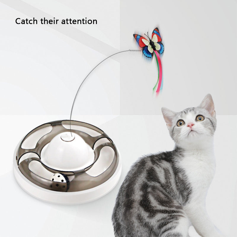 PAWS ASIA Suppliers Cute Electronic Automatic interactive Butterfly Cat Toy With Turntable