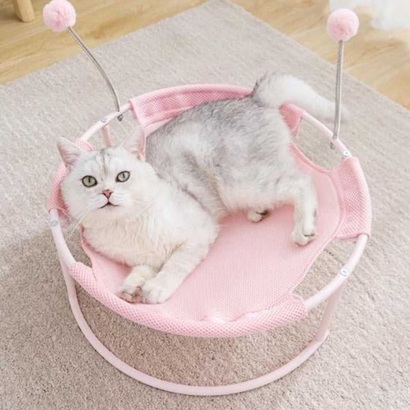 PAWS ASIA Wholesale Make Modern Elevated Luxury Removable Round Calming Cute Plush Blanket Bed For Cats With Wand