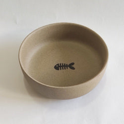 PAWS ASIA Wholesale Brown Ceramic Cute Drinking Food Feeding Unique Round Cat Bowl