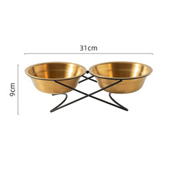 PAWS ASIA Manufacturer Bling Stainless Steel Tilted Dog Bowl Double Design Cat Feeder