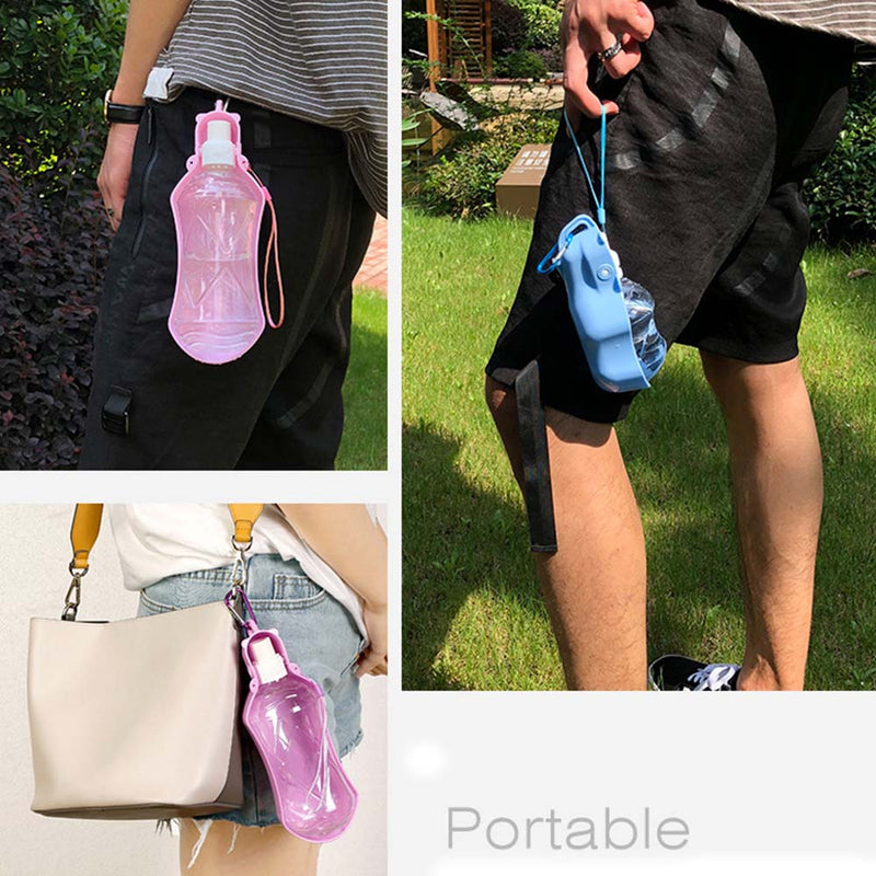 PAWS ASIA Suppliers Outdoor Foldable Mineral Nozzle Water Pet Bottle 518ML 280ML For Small Large Dogs