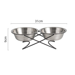 PAWS ASIA Manufacturer Bling Stainless Steel Tilted Dog Bowl Double Design Cat Feeder