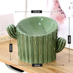 PAWS ASIA Suppliers Custom Ceramic Luxury Cactus Tall Non Slip Elevated Slanted Cat Bowl Dog