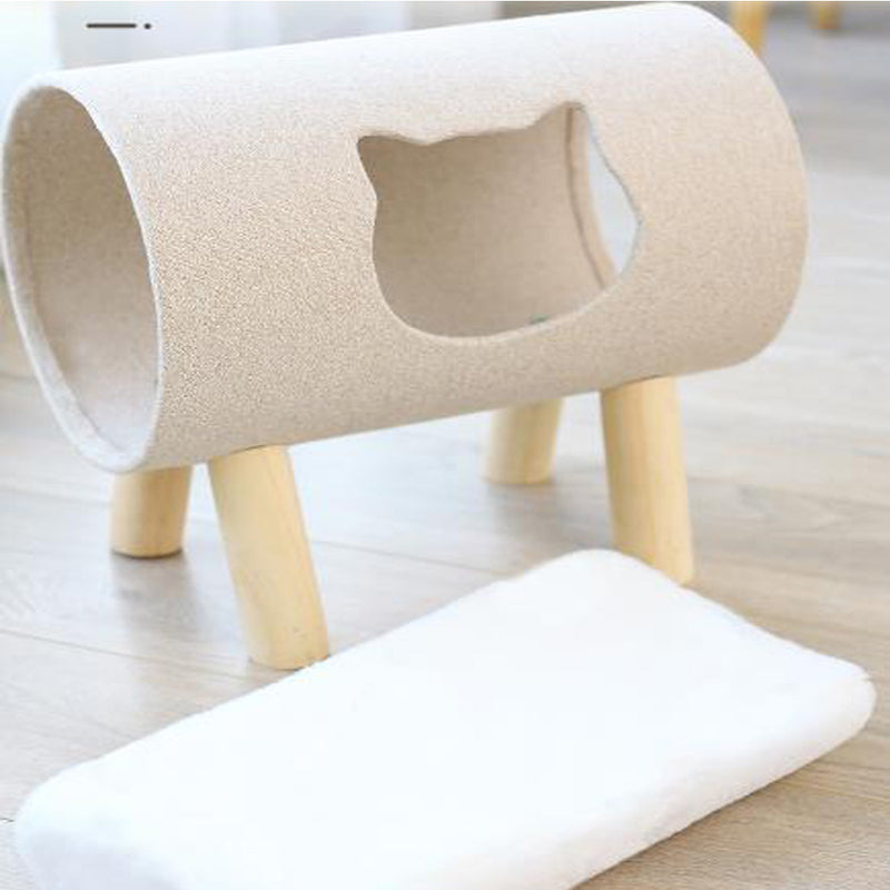 PAWS ASIA Suppliers Elevated Wooden Cool Washable Cute Pink Cat Tunnel Bed