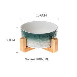PAWS ASIA Suppliers Wholesale Custom Modern Unique Designed Luxury Ceramic Elevated Cat Bowl Dog With Wood Stand