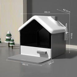 PAWS ASIA Manufacturers New Oversized Splash Proof Cat Toilet House With Drawer And Mat