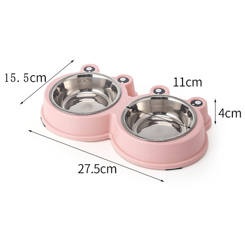 PAWS ASIA Suppliers Portable Stainless Steel Cute Double Small Dog Bowl Cat Food Water Feeding