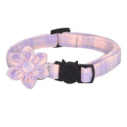 PAWS ASIA Manufacturers Soft Cotton Fancy Tartan Cat Dog Collar Leash Set With Bow Flower