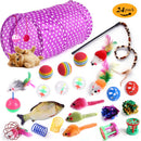 PAWS ASIA Factory Colorful Funny Interactive Foldable Tunnel Fish Mouse Cat Toy Set 24 Pack